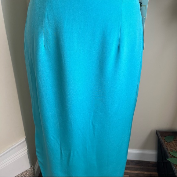 Oleg Cassini Black Tie Vintage Silk Beaded Formal Gown Blue Sz 4 - Picture 5 of 16